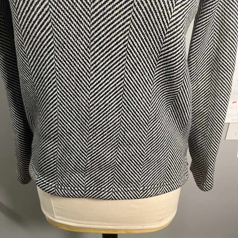 J. Crew Long Sleeve Funnelneck Pullover Fleece Lined Sweater-Herringbone-Size S‎
